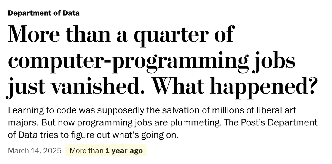 The Washington Post: More than a quarter of computer-programming jobs just vanished. What happened?