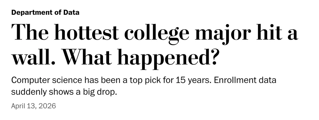 The Washington Post: Computer science majors are disappearing. Is AI to blame?